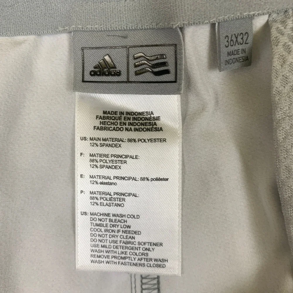 Adidas‎ Mens Grey Heathered Golf Pants 36x32 Flat Front Stretch Trousers